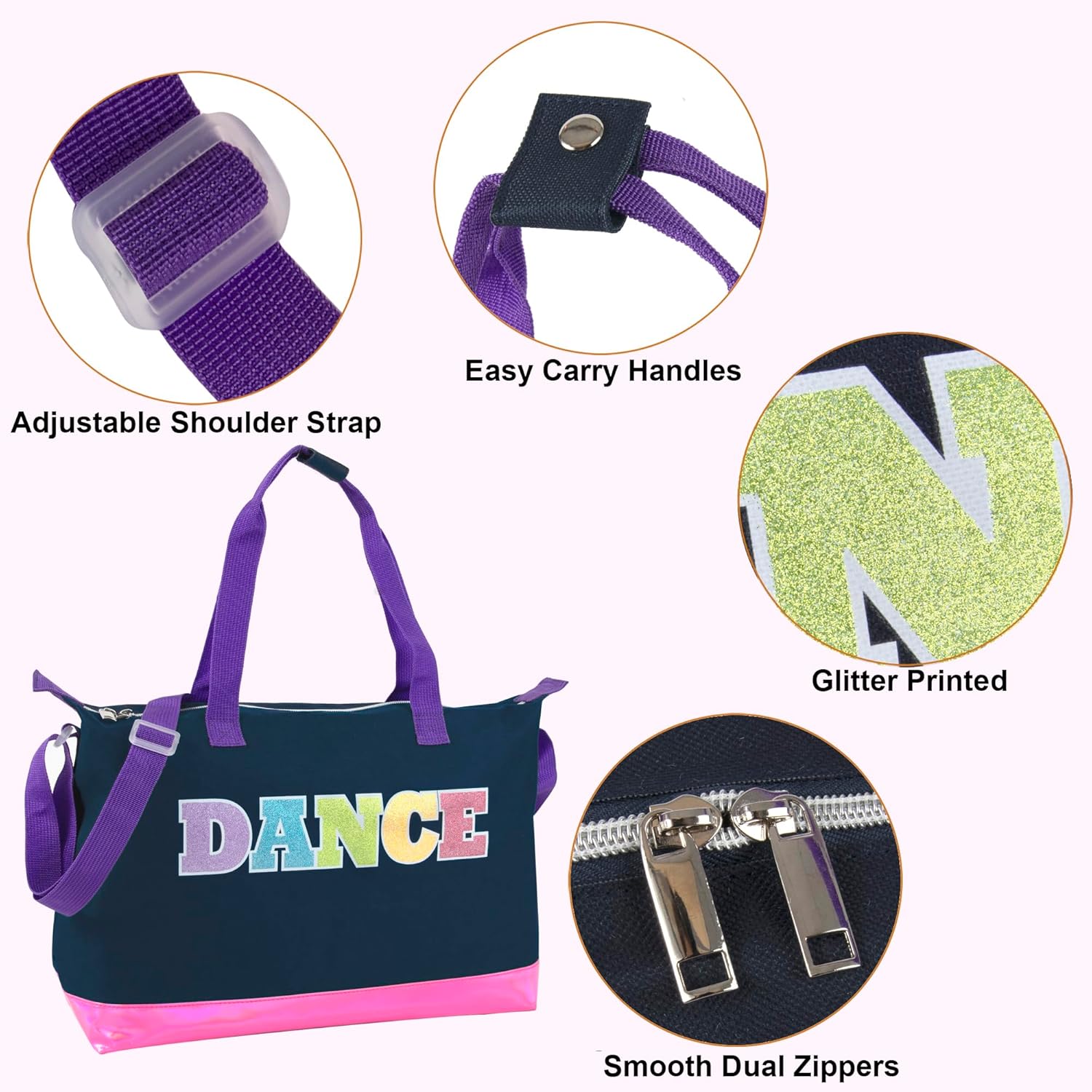 Garment Dance Shoulder Bags for Girls, Teen Dancers, Costumes, Boys | Holographic Glitter Dance Bag for Kids - Image 2