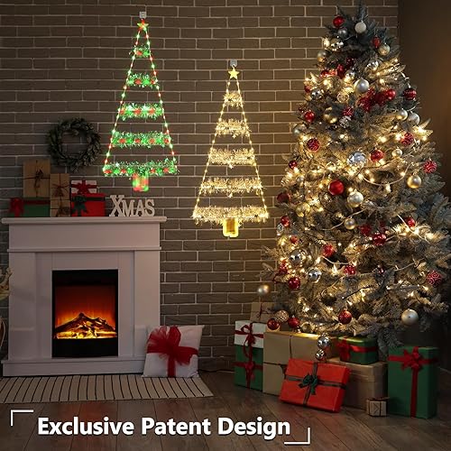 Miniatura 3 de Toodour Luces de decoración de Navidad, luces LED de escalera de 2.65 pies, luces blancas cálidas para colgar en la pared de la ventana, luces