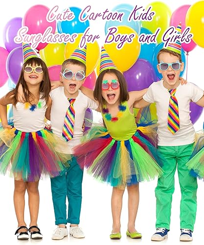 Miniatura 3 de Weewooday 12 pares de lentes de sol para niños, diseño de fresa, gato, flor, corazón, para fiesta, caricatura, para niños