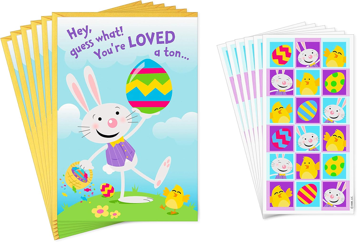 Hallmark Pack of Easter Cards for Kids with Stickers, Loved a Ton (6 Cards with Envelopes)