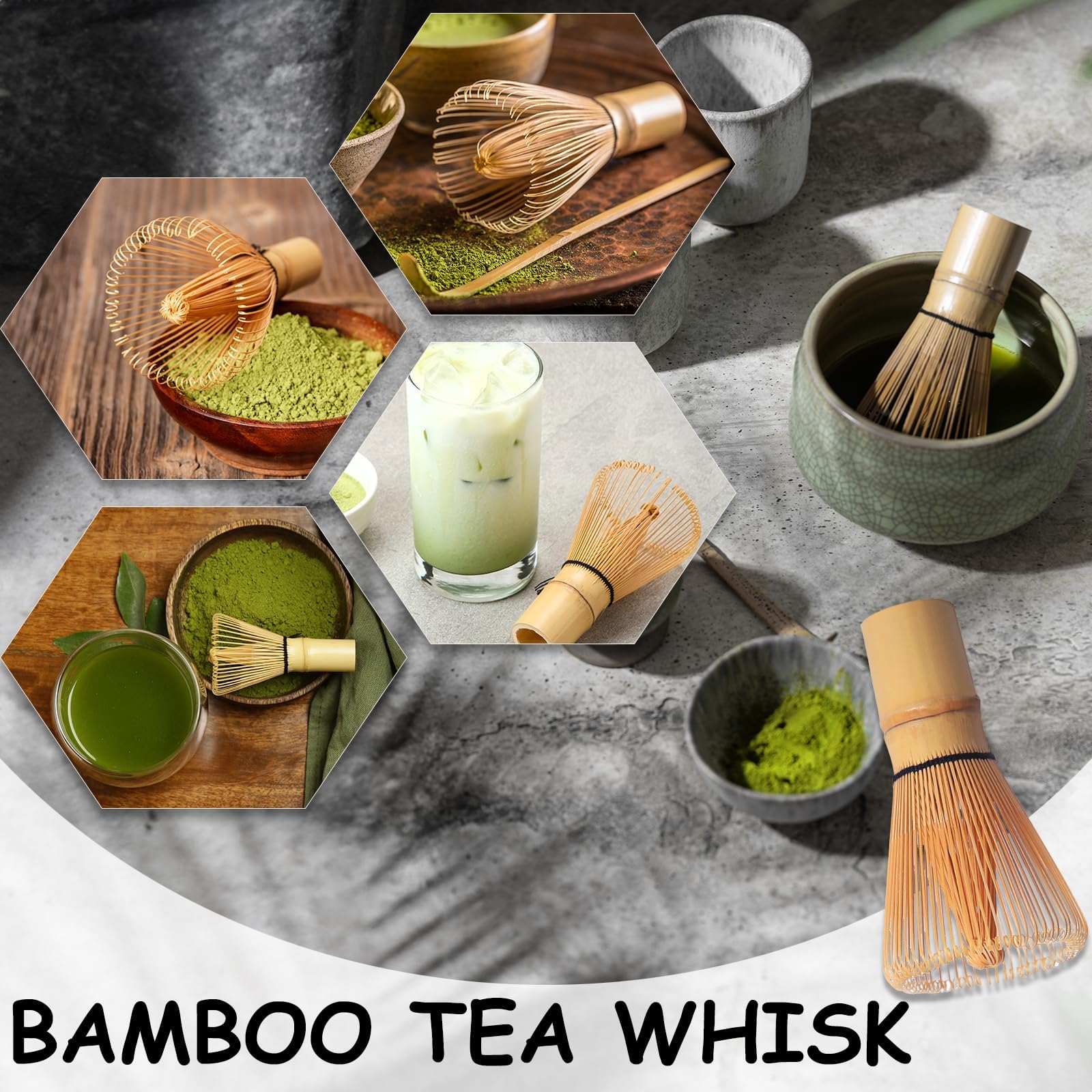 Batidor de Bambú Natural Chasen Tradicional de 100 Varillas Matcha, Té verde, 100T