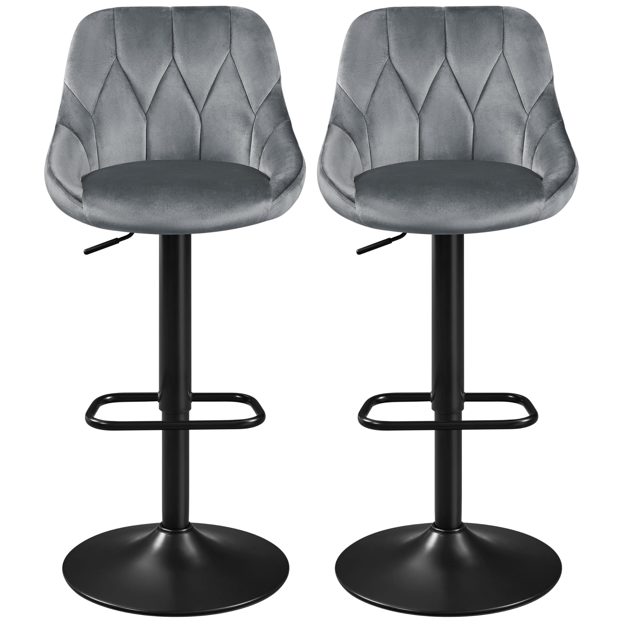 Set 2 Sgabelli da Bar Cucina Velluto Design Moderni Grigio Scuro