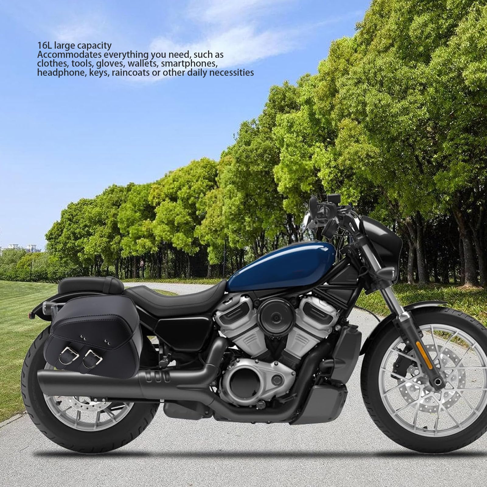 Naroote Motorcycle Saddlebags Large Capacity Waterproof PU Leather Side