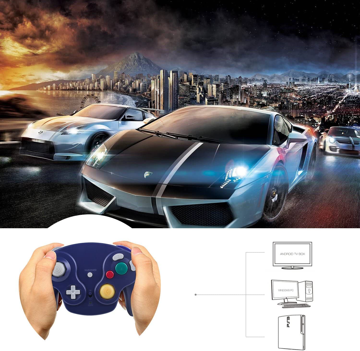 Manette de jeu sans fil de rechange 2,4 G, Bluetooth, NGC, avec adaptateur récepteur pour Wii U, Gamecube, NGC, GC