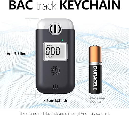 Miniatura 4 de Alcoholímetro  Precisión de grado profesional  Alcoholímetro personal portátil, soplado directo, sin necesidad de cambiar las boquillas. Pantalla