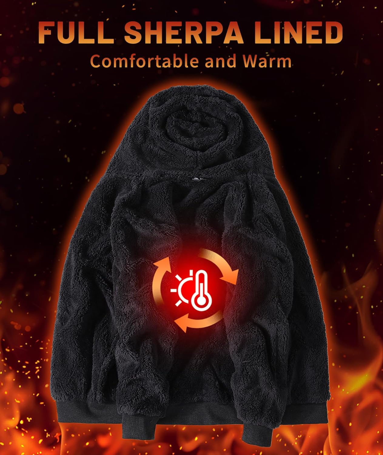 Little Beauty Fleece Hoodies for Men Winter Thick Jackets Sherpa Lined Zip Up Sweatshirt With Kanga Pocket - Image 4