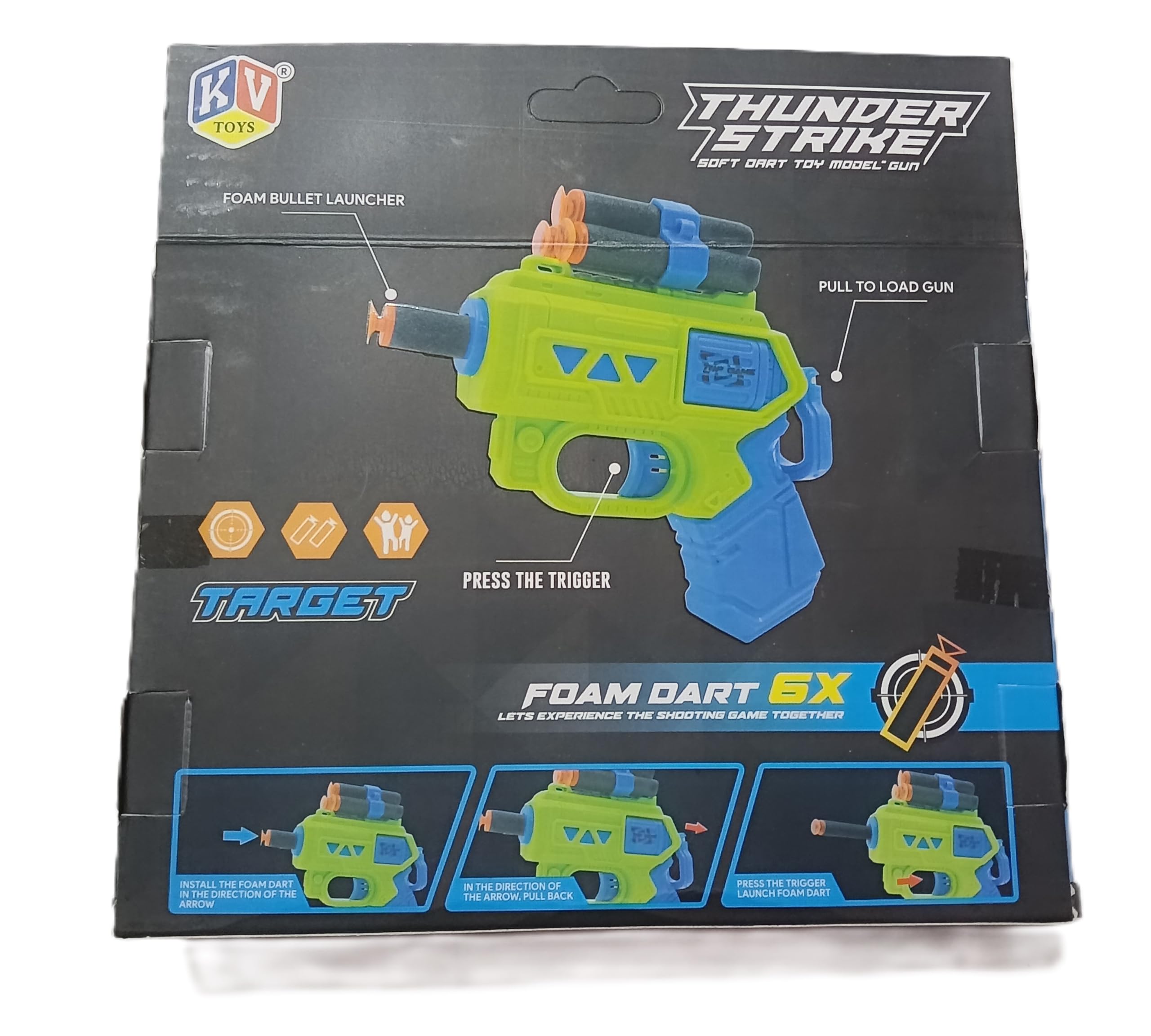 Thunder Strike Mini M1911 Foam Dart Toy Gun, Turquoise and Orange