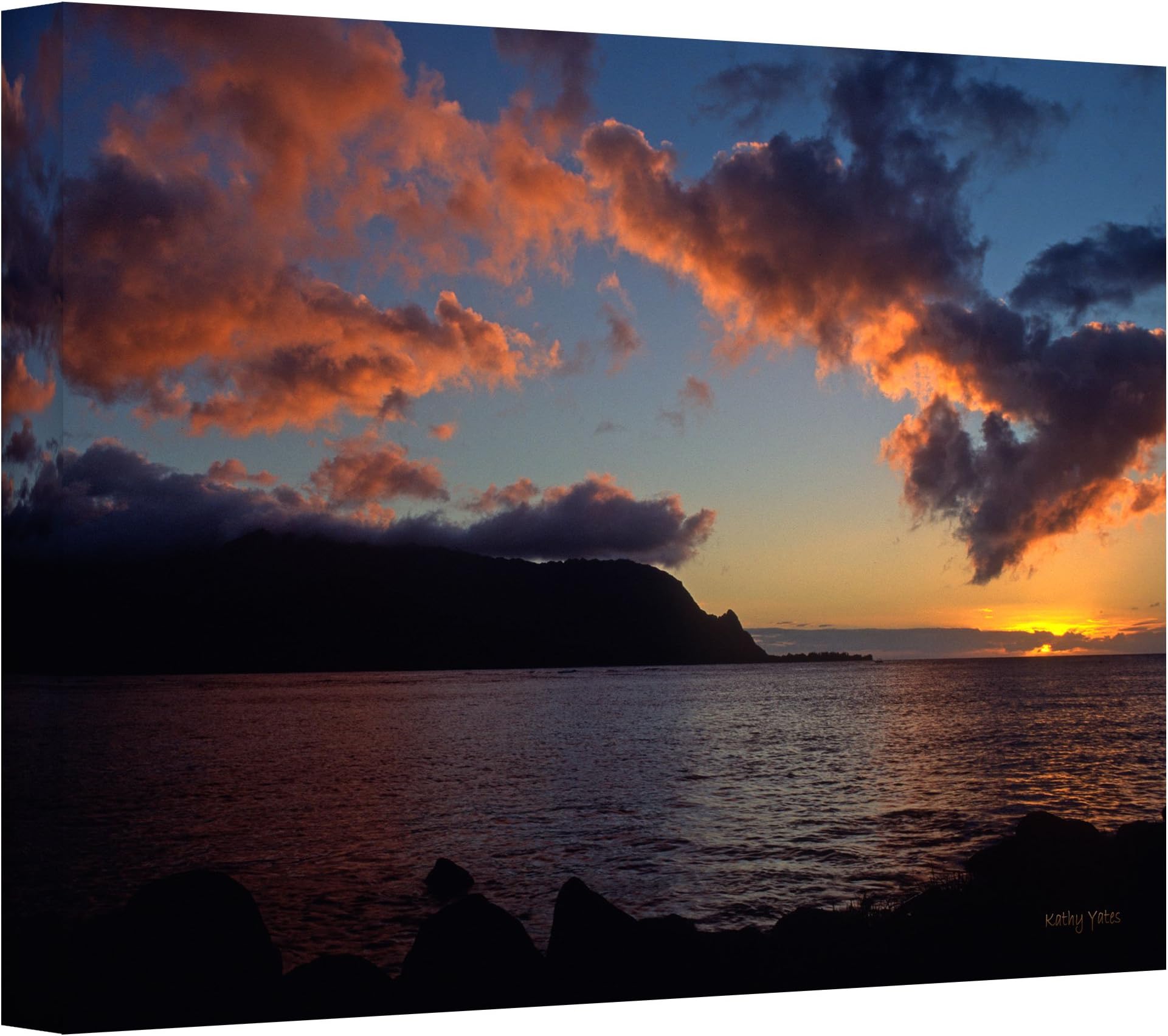 Art Wall Kathy Yates Last Light Over Bali Hai Gallery Wrapped Canvas Art, 16 by 24-Inch