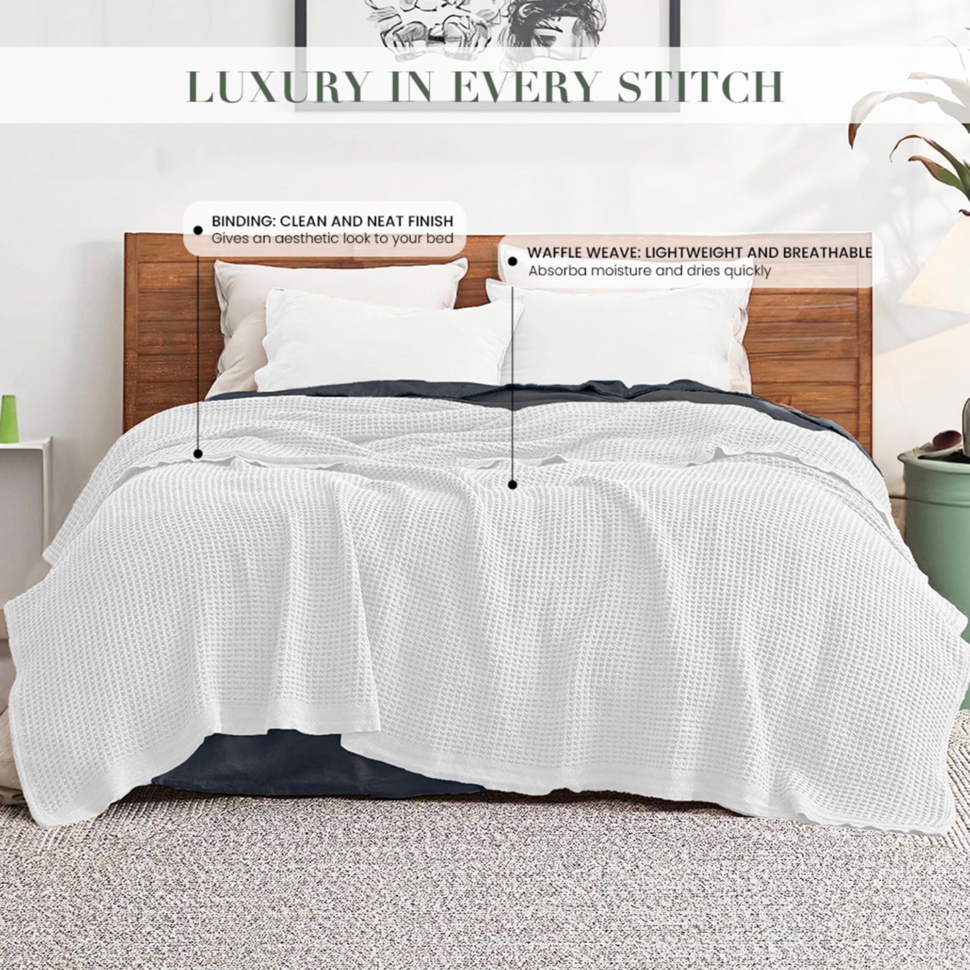 Salt Earth 100% Cotton Throw Blanket, Twin, 68