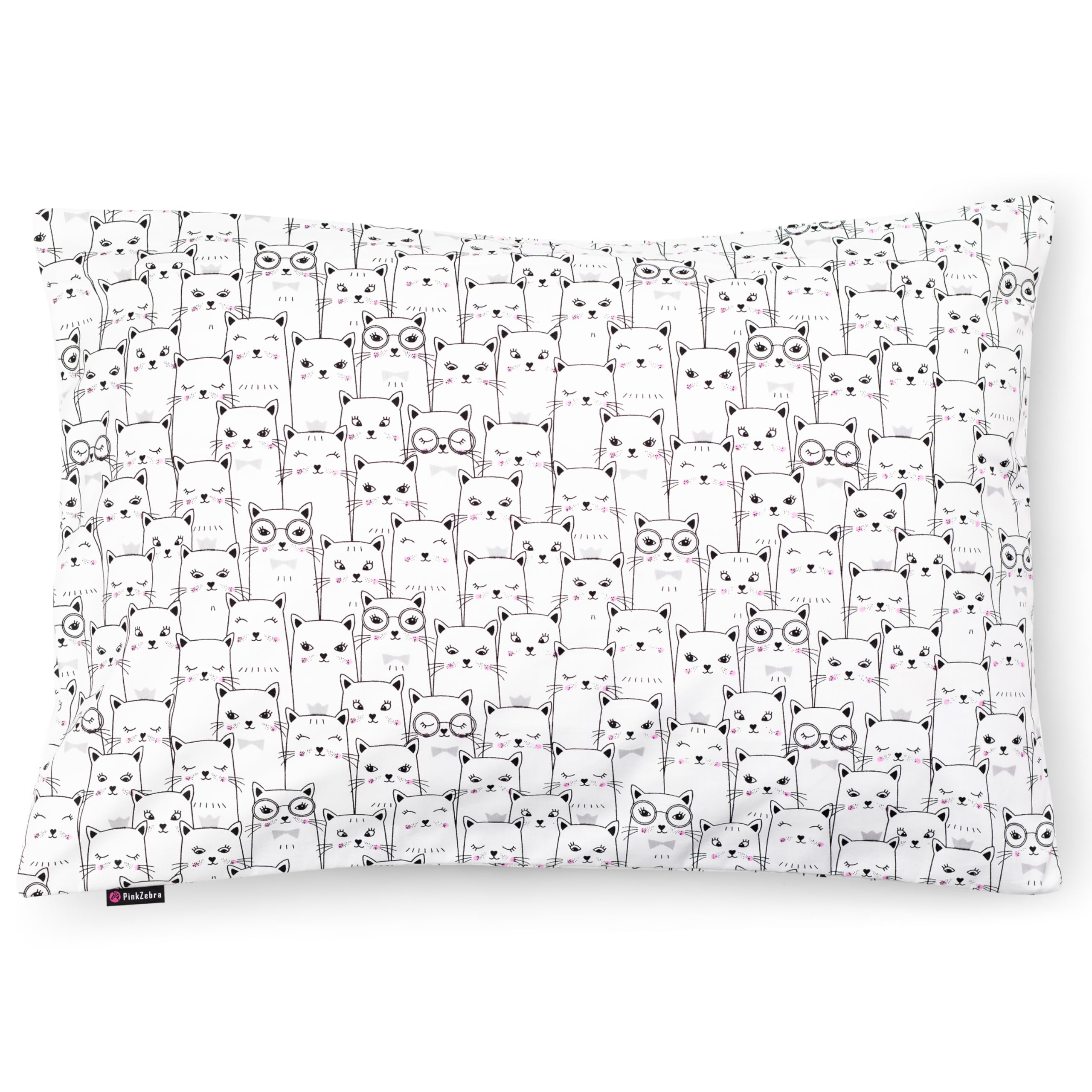 Federa per cuscino per bambini 30x50 cm 100% cotone con chiusura lampo gatti bianchi