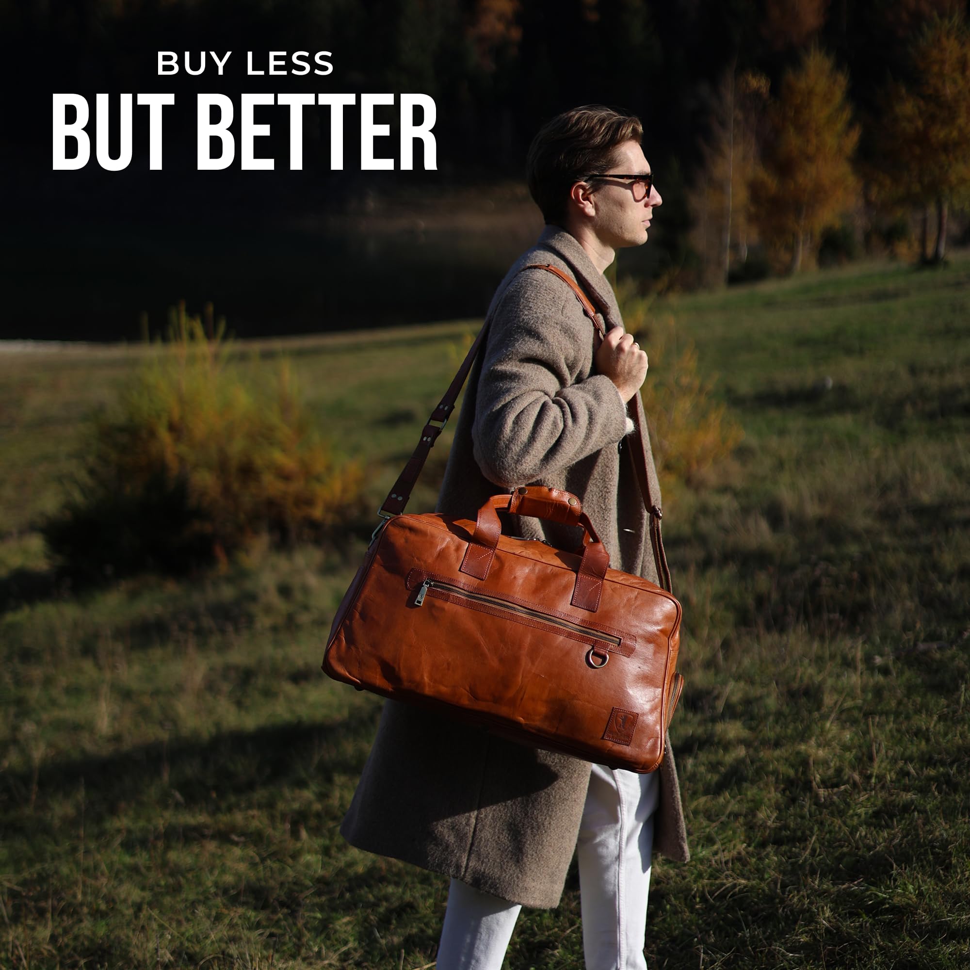 Berliner Bags Vintage Weekender Austin XL mit Schuhfach aus Leder, Reisetasche für Damen und Herren - Braun