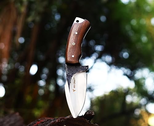 Miniatura 7 de AN CRAFT Cuchillos de hoja fija para hombre, cuchillo de supervivencia hecho a mano con funda de cuero para acampar al aire libre táctico caza