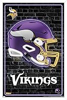 Vista 13 de Trends International NFL Minnesota Vikings - Póster de pared con casco neón 23, 22.4 pulgadas de largo x 14.7 pulgadas, versión enmarcada en madera