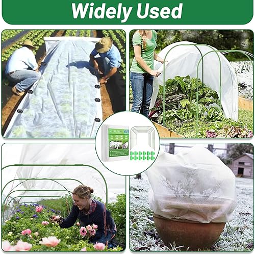 Miniatura 5 de ZOOMSAVO Kit de cubierta para plantas a prueba de heladas de 10 x 30 pies y 6 aros de jardín y 12 clips para invernadero, manta de escarcha,
