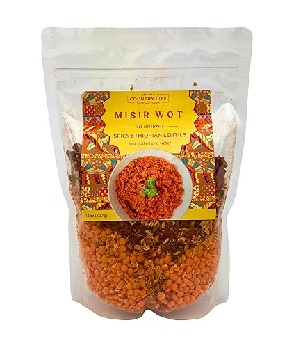 Miniatura 4 de Country Life - Comida fresca de lentejas rojas etíopes, plato rápido y fácil, a base de plantas, vegano, delicioso con pan plano y arroz, 14 onzas