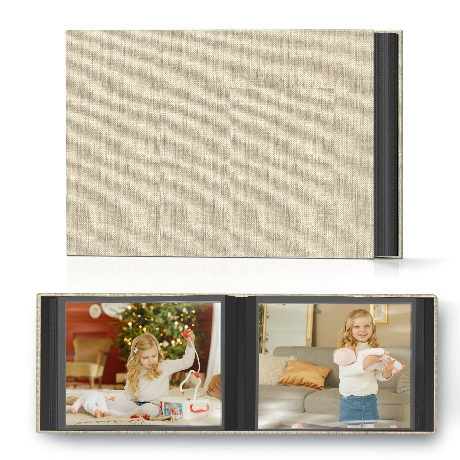 Popotop Photo Album 4x6 48 Pockets for Wedding Gifts,Linen Hardcover Picture Albums for Family Anniversary Baby Vacation Pictures