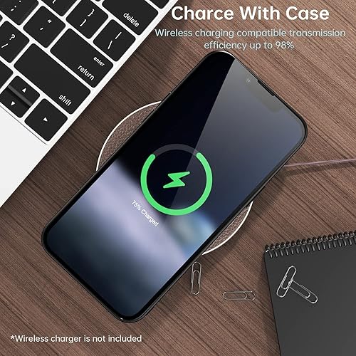 Miniatura 3 de SALAWAT Compatible con iPhone 13 Pro, delgada de piel sintética vintage a prueba de golpes, funda ligera de poliuretano termoplástico suave de alta