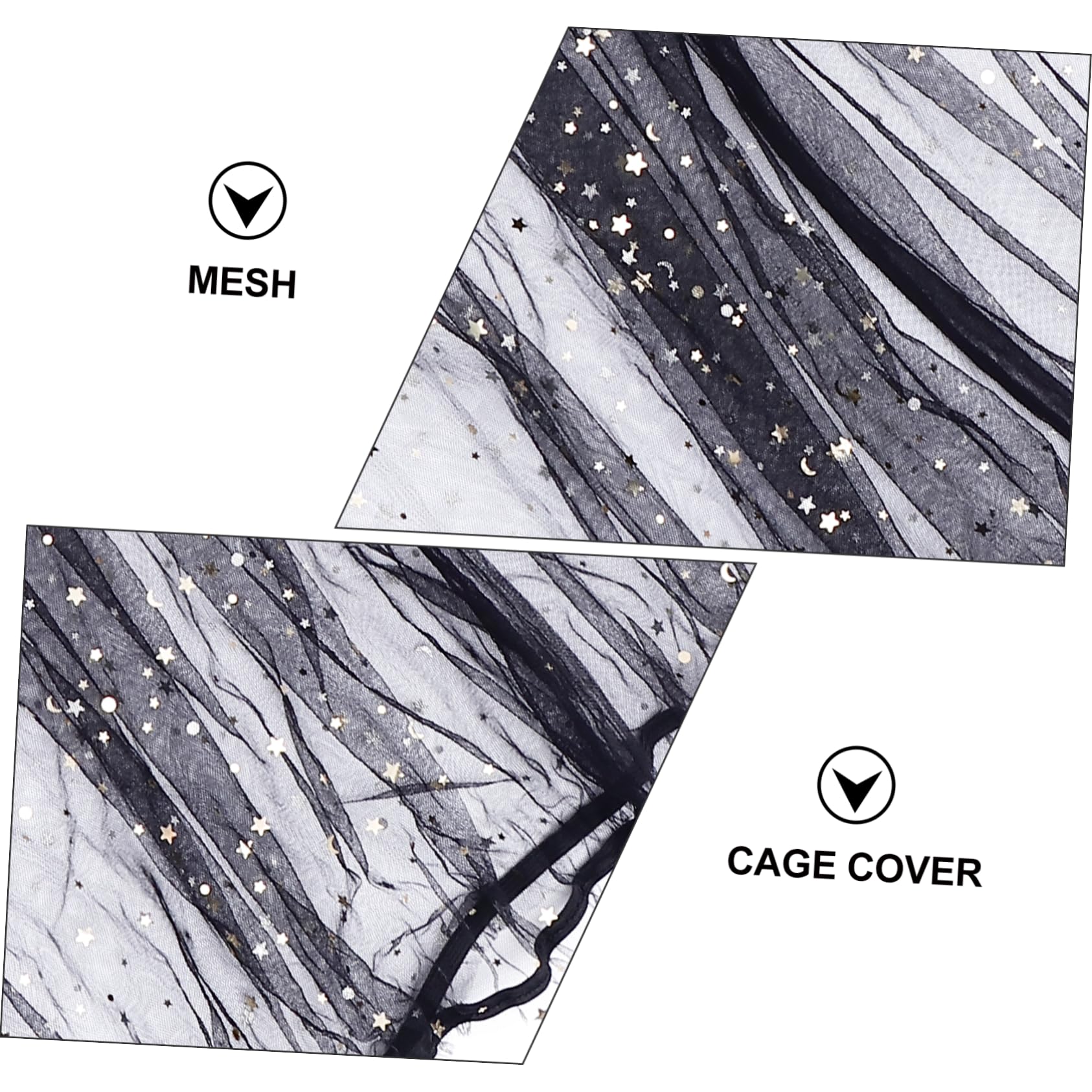 GANAZONO 1pc Bird Cage Net Clear Waterer Birds Outside Oiseaux Birdcage Pan Cockatiel Fish Budgie Cage Bird Feeders Cages Rabbit Nest Conure Outdoor Gazebo Curtains Black