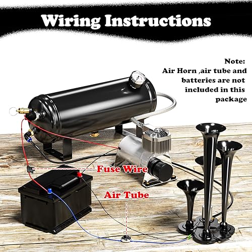 Miniatura 4 de Compresor de aire de 150PSI 12V con tanque de 1.59 galones, bomba de compresor de tanque de aire de 6L para tren, camión, bocina de tren de aire,