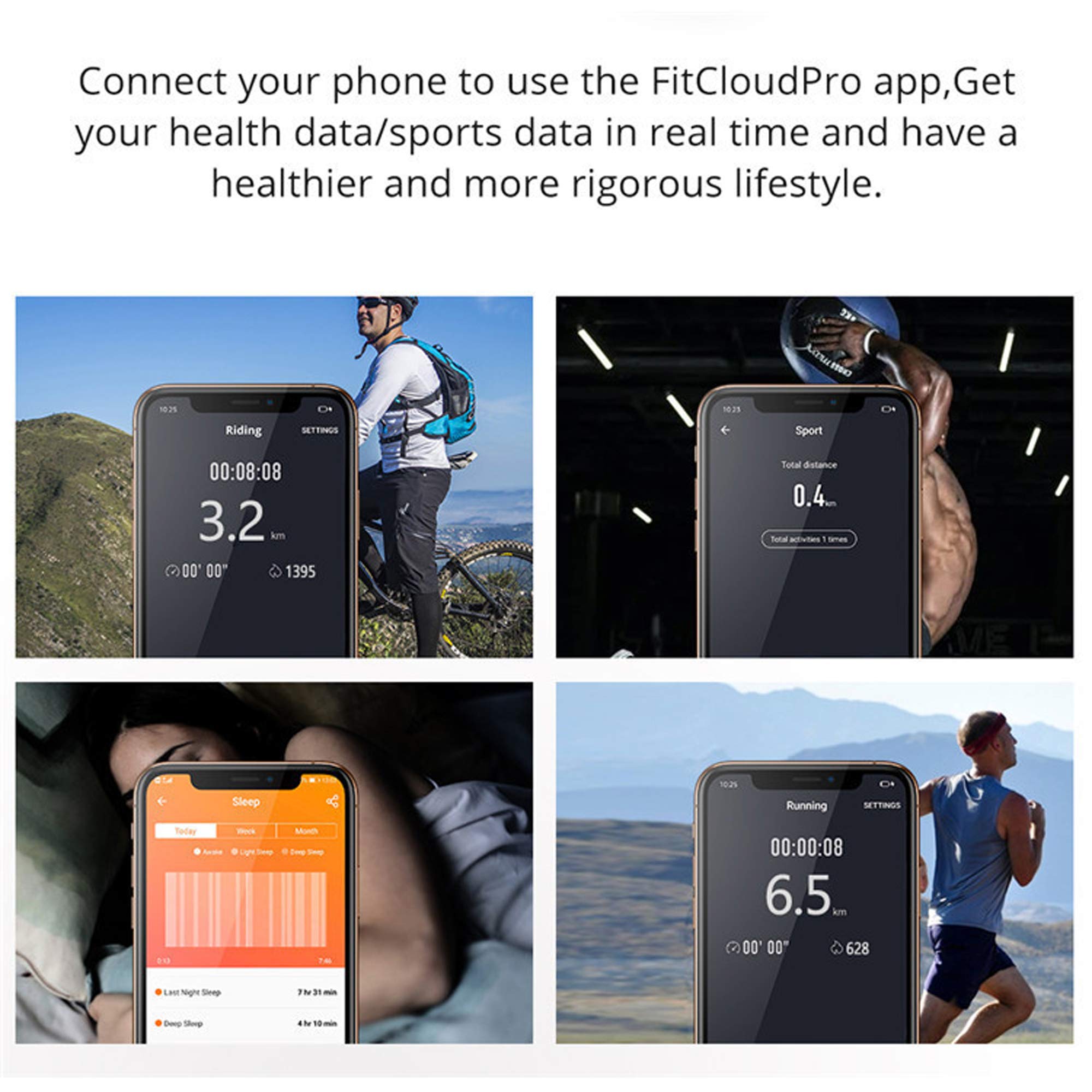Q&N Reloj Inteligente Militar para Hombres, Relojes Inteligentes Deportivos, Rastreador De Ejercicios A Prueba De Agua, Monitor De Frecuencia Cardíaca Y Presión Arterial para Android iOS,Negro