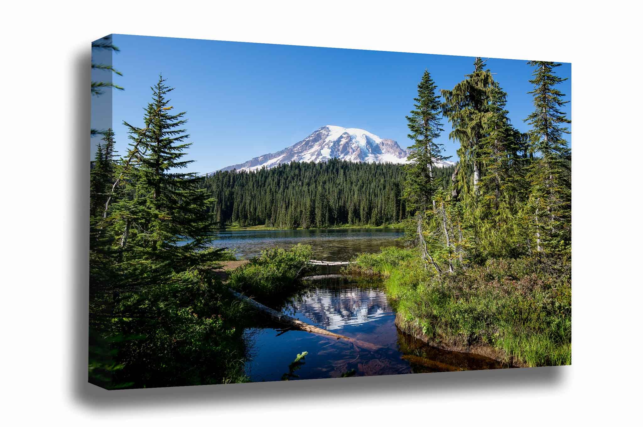 Pacific Northwest Canvas Wall Art Ready to Hang) Gallery Wrap of Mount Rainier at Reflection Lake on Summer Day in Washington Cascade Range Photography Nature Decor (1.5, 30