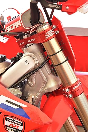 Miniatura 3 de SCAR Abrazaderas triples Horquilla de árbol compatible con HONDA CRF 250 CRF250R 22-23 CRF 450 CRF450R 21-23 - Desplazamiento 0.866 in - Rojo