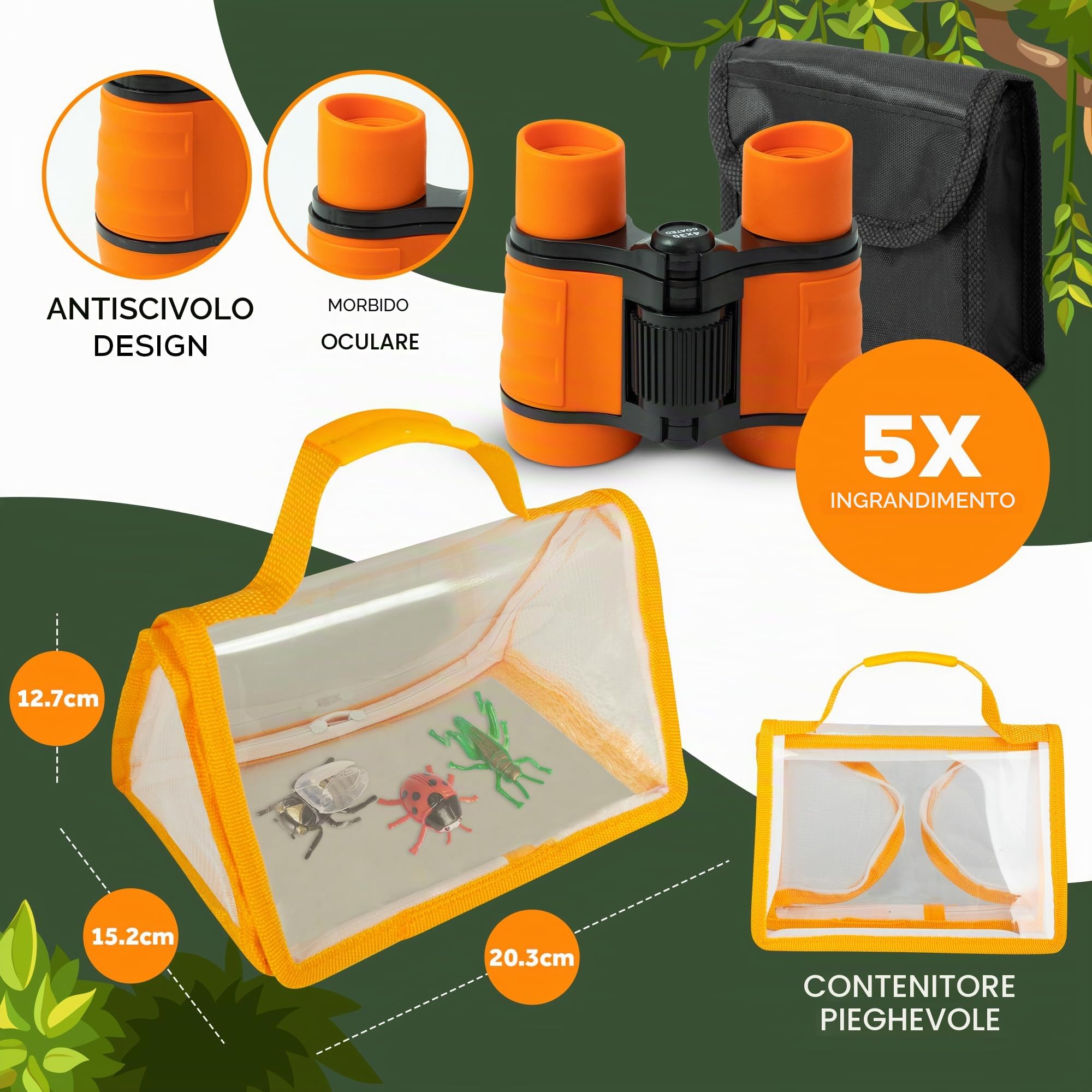 Kit Esploratore Bambini - Butterfly Kit, Binocolo, Bussola, Insetti - Giochi per Bambini 4-8 Anni