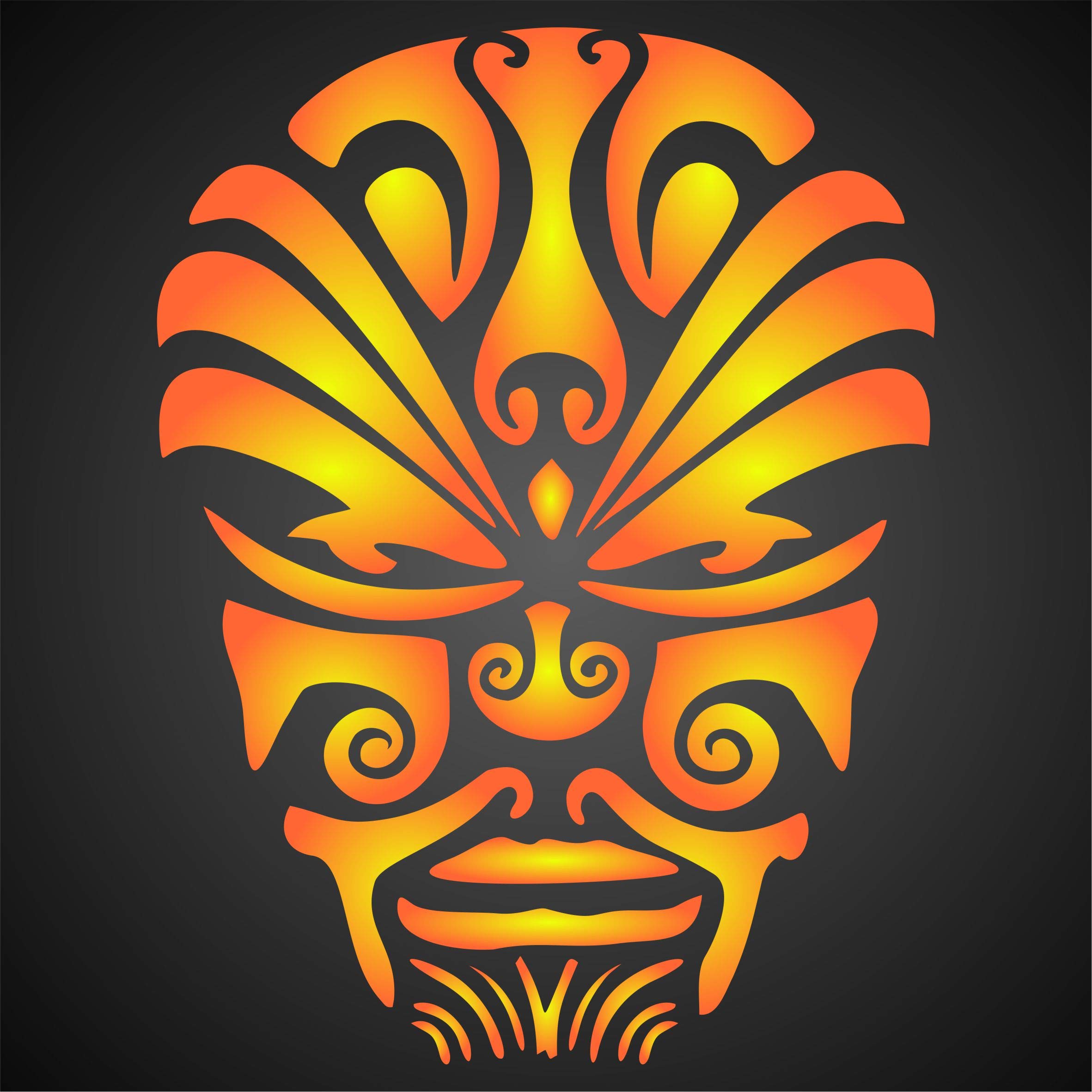 Pochoir visage de diable, 15 x 11,4 cm (M) – Pochoir de tatouage ethnique maori pour pochoir de peinture