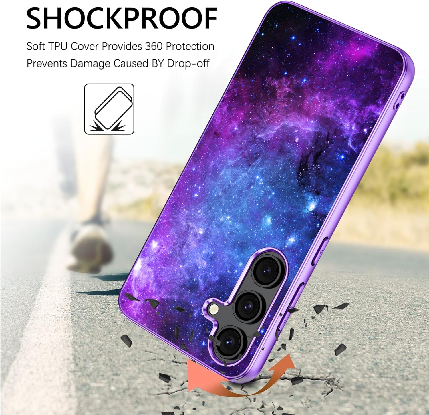 GUAGUA for Galaxy S25 Case Samsung S25 Case Glow in The Dark Noctilucent Luminous Cover Space Nebula Slim Thin Shockproof Protective Phone Cases for Samsung S25, Purple/Blue - Image 3