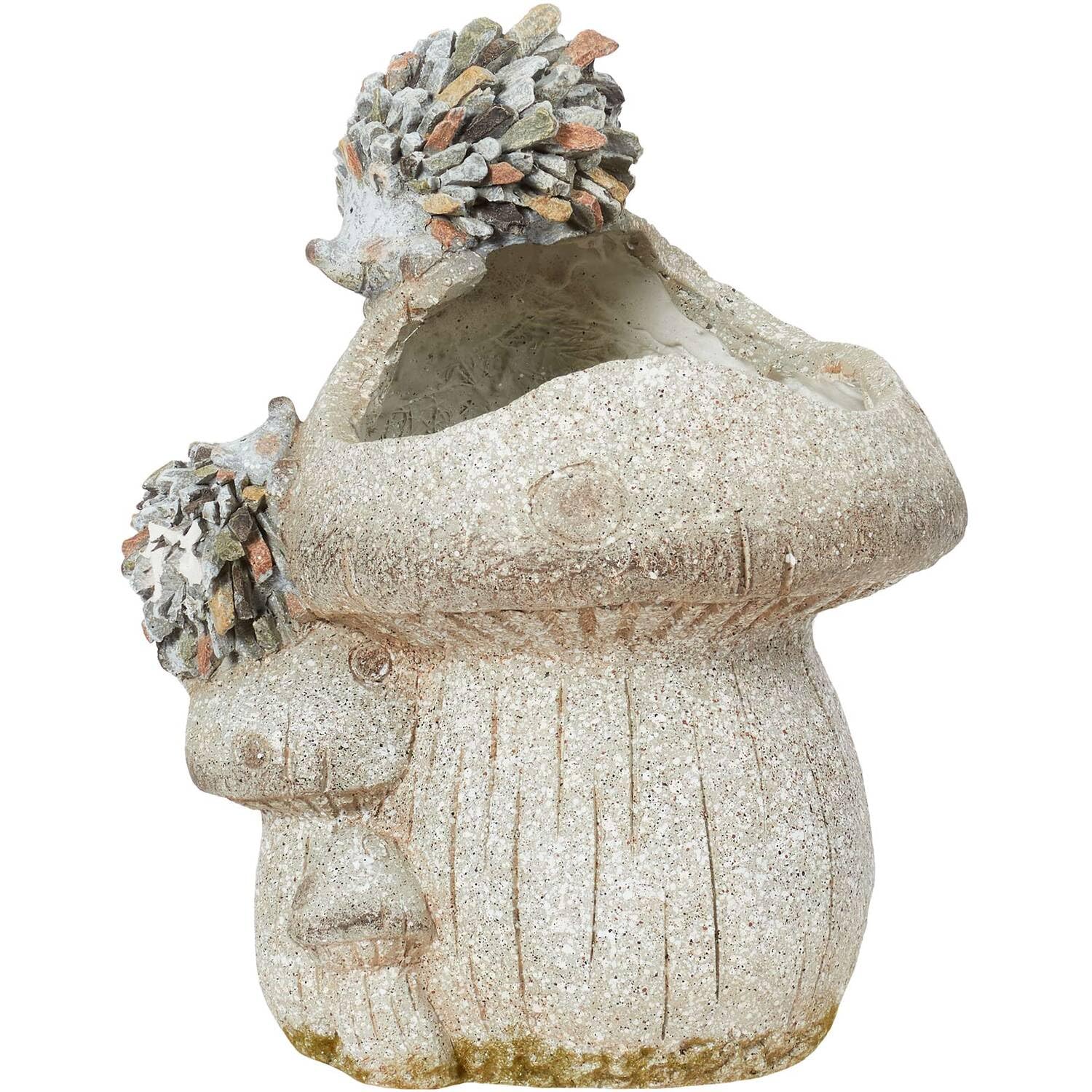 Bloomingtons Direct Mushroom Hedgehog Planter Holder Cement Sculpture Garden Plant Container for Outdoor Indoor Realistic Planter Pot