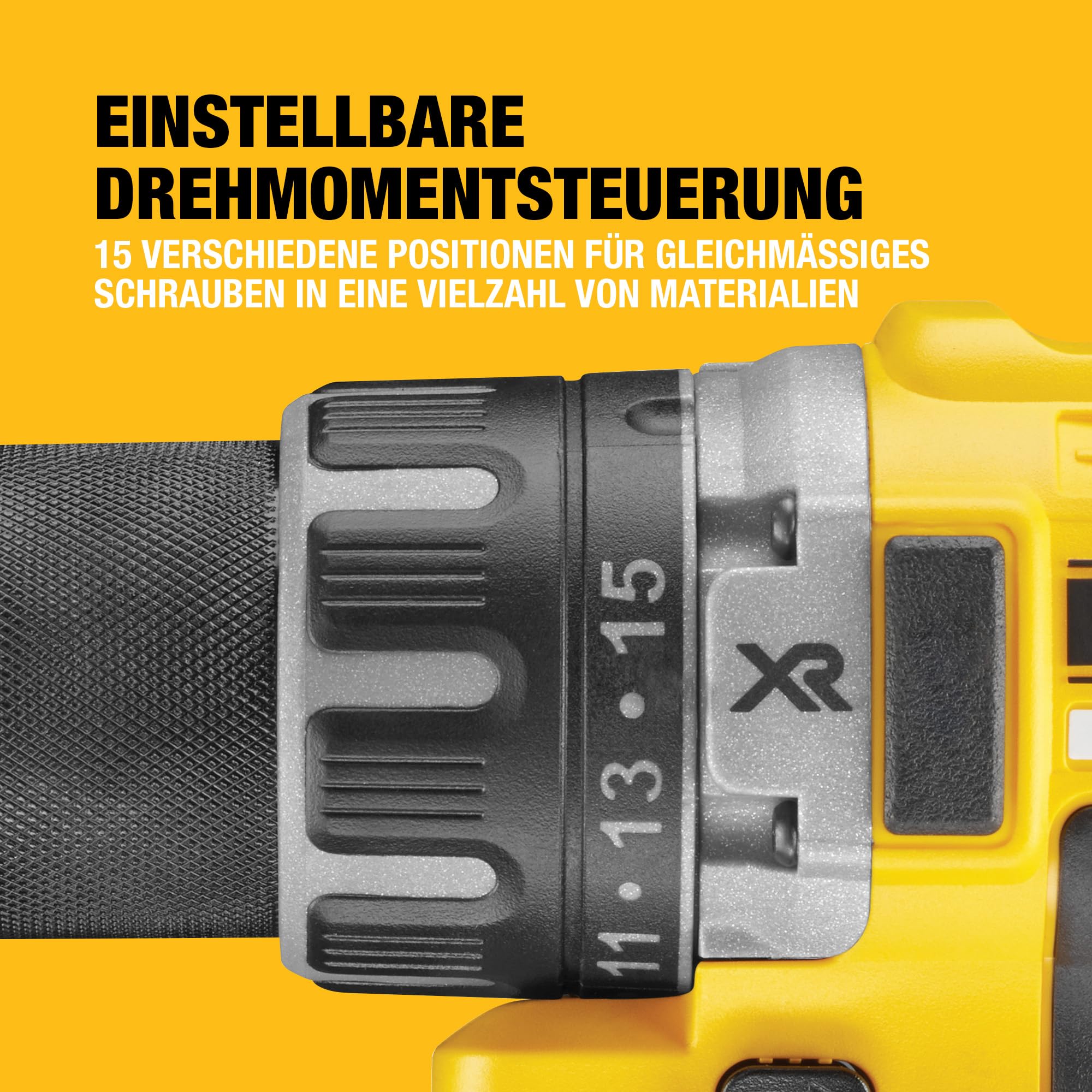 DEWALT 18 Volt 2-Gang Bohrschrauber (bürstenloser Motor,15-stufiges Drehmomentmodul,13 mm,LED-Leuchte,Lieferung ohne & Ladegerät),DCD791NT-XJ,Battery Powered,Bare Unit,Yellow/Black, Battery Powered