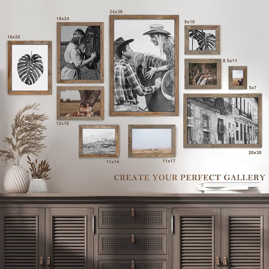 木製　大型額縁 美品 WESTERN PHOTO MOUNT #10000 Amazon.com - Rustic Picture Frame 8x10, 100% Reclaimed Wood