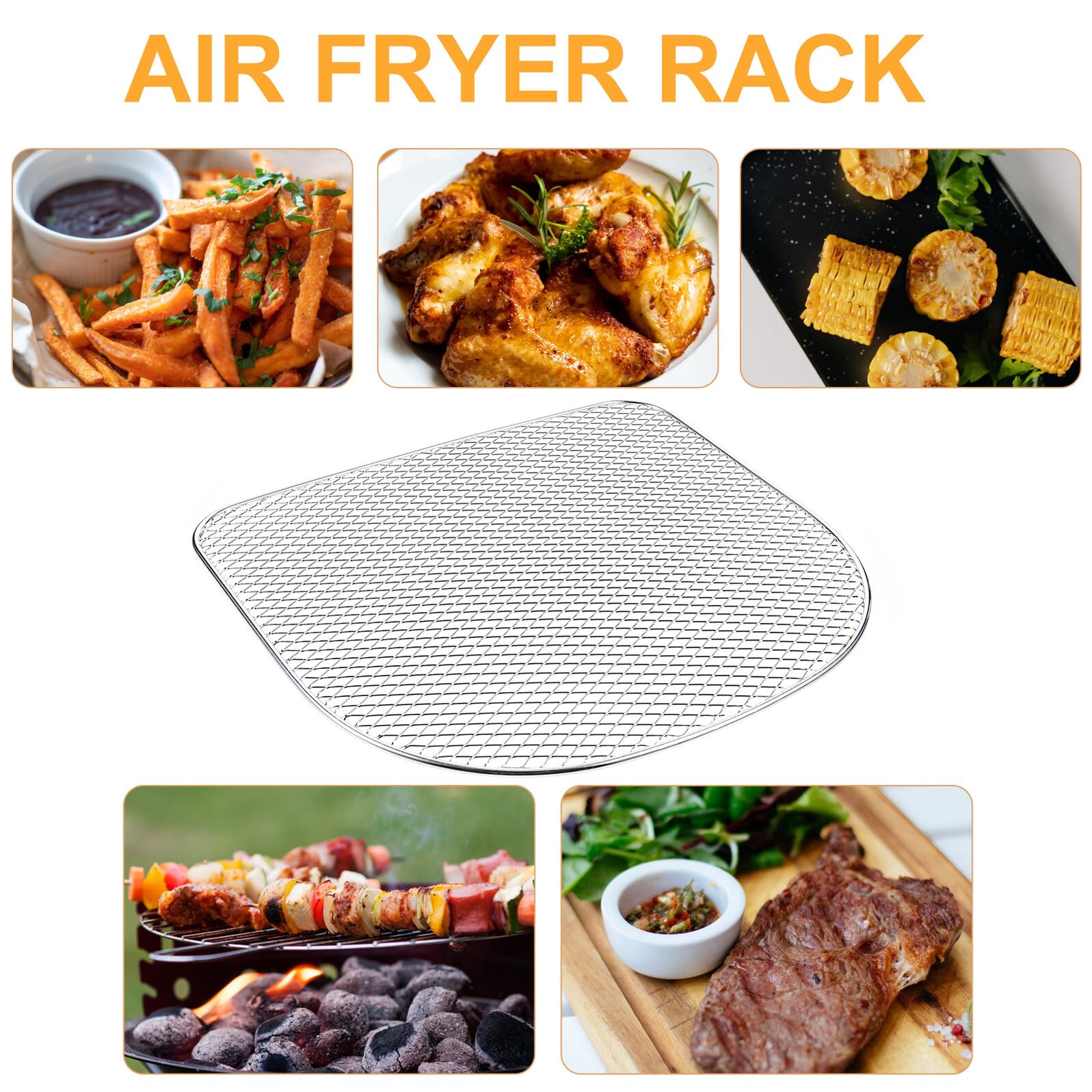 Hemobllo Accessori Forno Griglie in Acciaio Inossidabile per Disidratazione 3pezzi per Friggitrice ad Aria di Frutta e Carne in Bianco