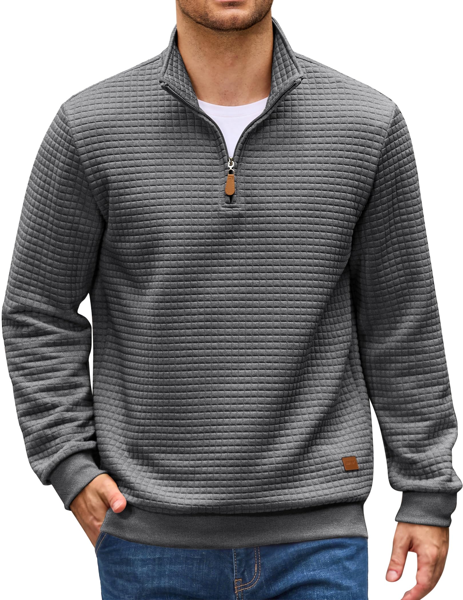 Men's Quarter Zip Pullover Sweatshirts 1/4 Zip Long Sleeve Sweater