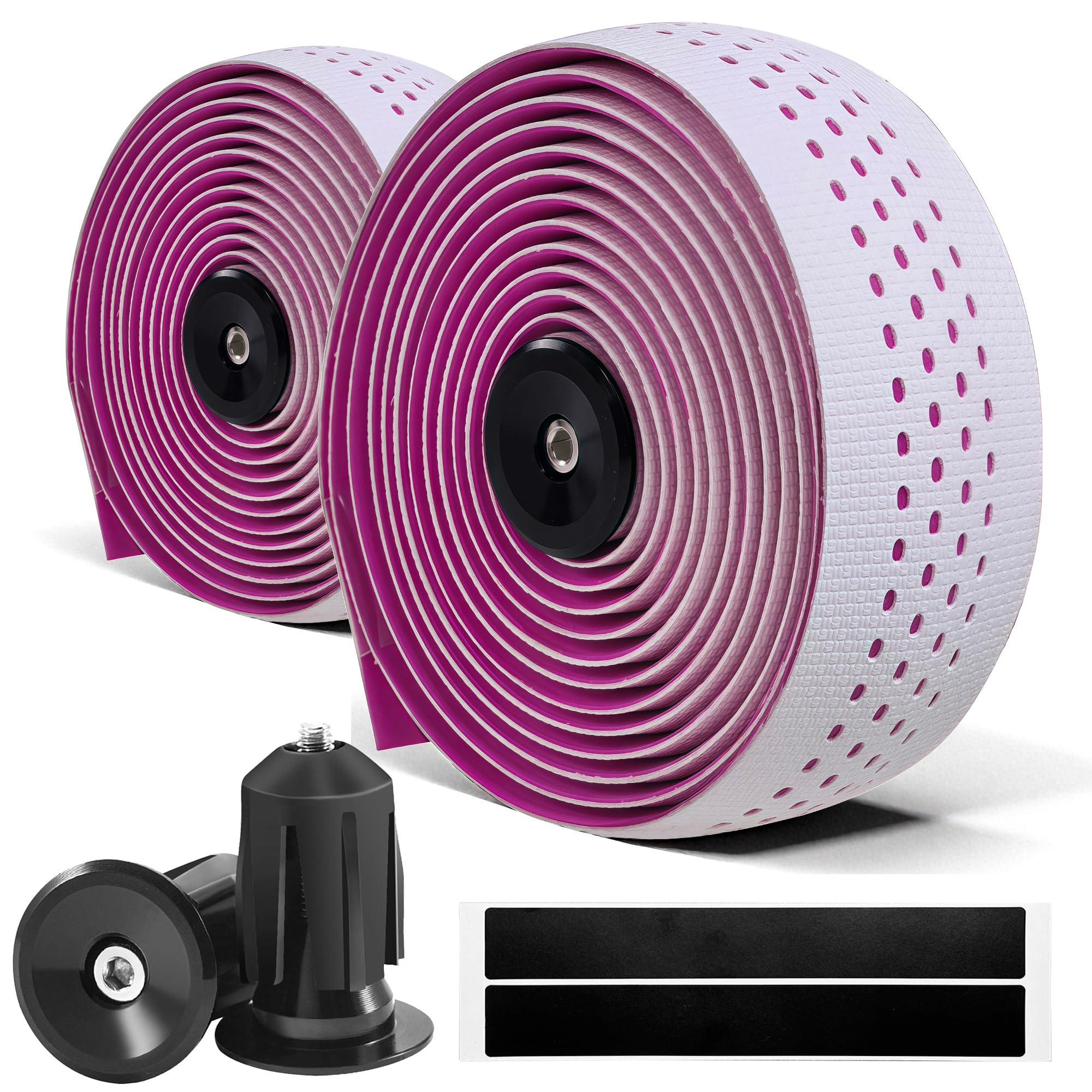 CLUTUTJL Road Bike Handlebar Tape White Pink Bicycle Bar Tape High Dirt Resistant Silicone Surface Shock Absorption EVA Bike Grip Tape for Handlebars (Set of 2, White/Pink) — image 1