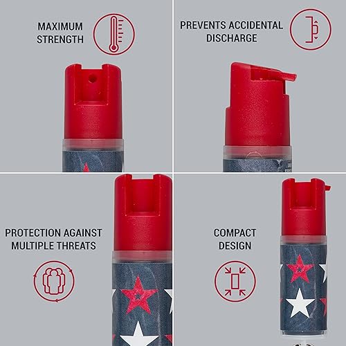 Miniatura 2 de SABRE Spray de pimienta con llavero, 25 ráfagas, rango de 10 pies (9.8ft), tinte de marcado UV, seguridad de bloqueo giratorio