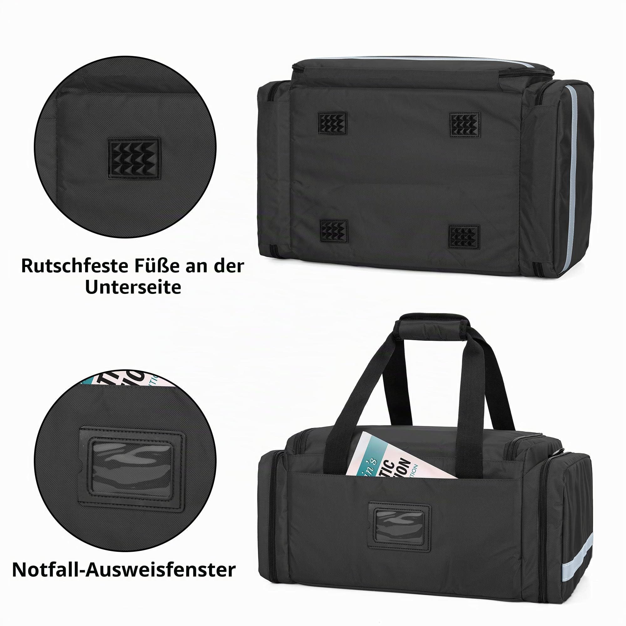 Trunab Notfalltasche mit Abnehmbare Trennwände und Rutschfestem Boden | Medikamententasche für Krankenschwester, Rettungsdienst zu Hause mit Große Kapazität, Leer