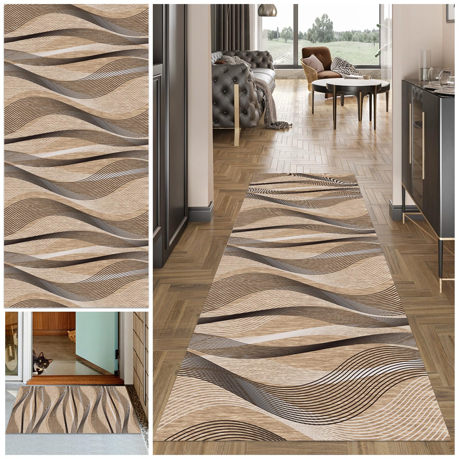 Carpet Runners for Hallways 70 x 500 cm Non Slip Carpet Runner Absorbent Carpet Floor Mat Machine Washable Kitchen Runner Rug Long Hallway Hall Runner Narrow Rugs Area Rug Runner Rug for Hallway