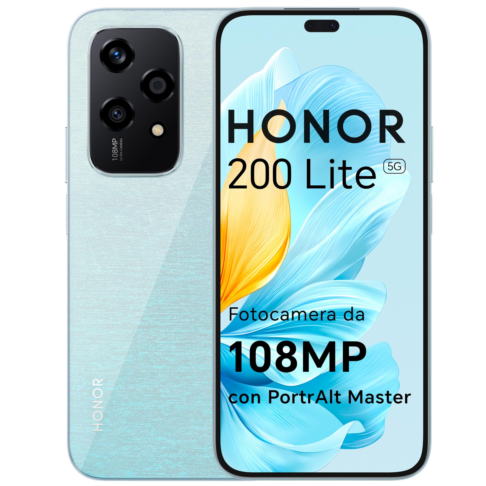 HONOR 200 Lite Smartphone 5G Dual SIM NFC, 8GB RAM 256GB Memoria, 6.7 pollici AMOLED Eye-Care Display telefono Android 14, 108MP+50MP, Capsula Magica, 4500 mAh, Starry Blue [Versione italiana]
