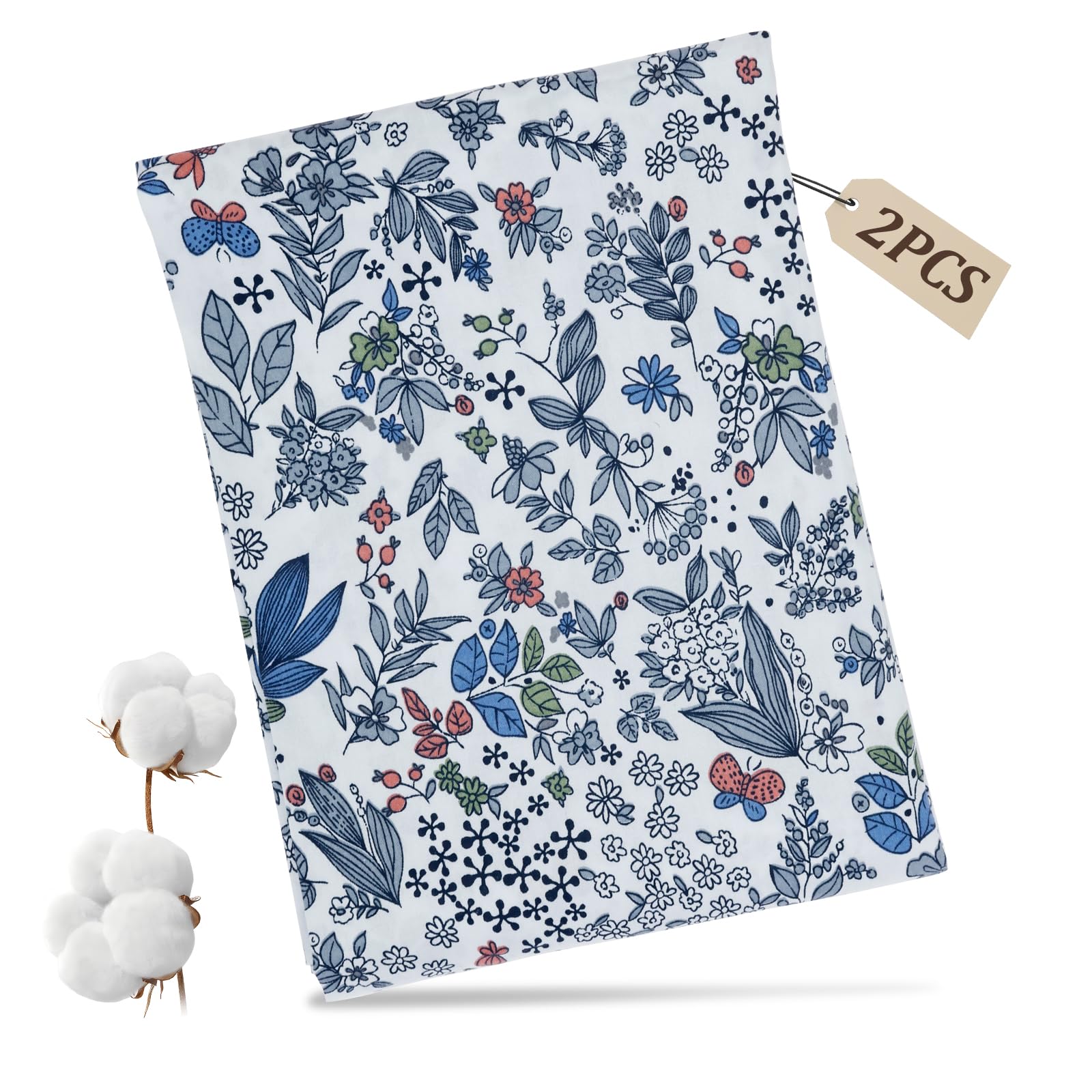 Soft Fabric Cotton for DIY Crafts Beginner Sewing Projects(Printed White,2 Pieces)