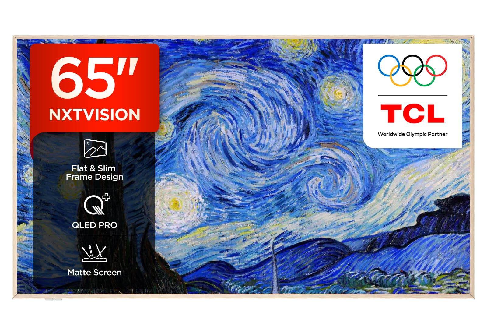TCL NXTVISION 65A300W-UK QLED PRO 4K Ultra HD TV, 4K HDR PRO, Matte Screen, Smart TV Powered by Google TV (Dolby Vision IQ & Atmos, 144Hz Motion Clarity Pro, compatible with Google Assistant)