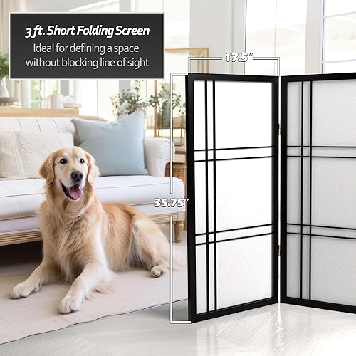 Miniatura 5 de Pantalla Shoji corta de doble cruz de 3 pies - Negro - 5 paneles
