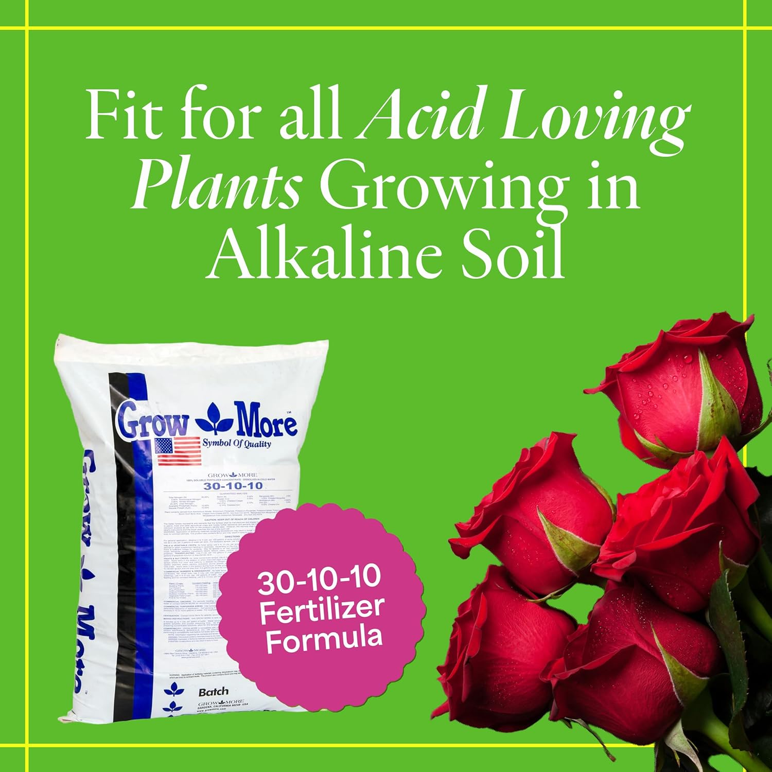 Grow More 30-10-10 All Purpose Plant Food - 25lbs of Water Soluble Fertilizer for Vigorous Growth & Lush Foliage - High Nitrogen Fertilizer During Spring & Early Summer for Vegetables, Lawns, and More