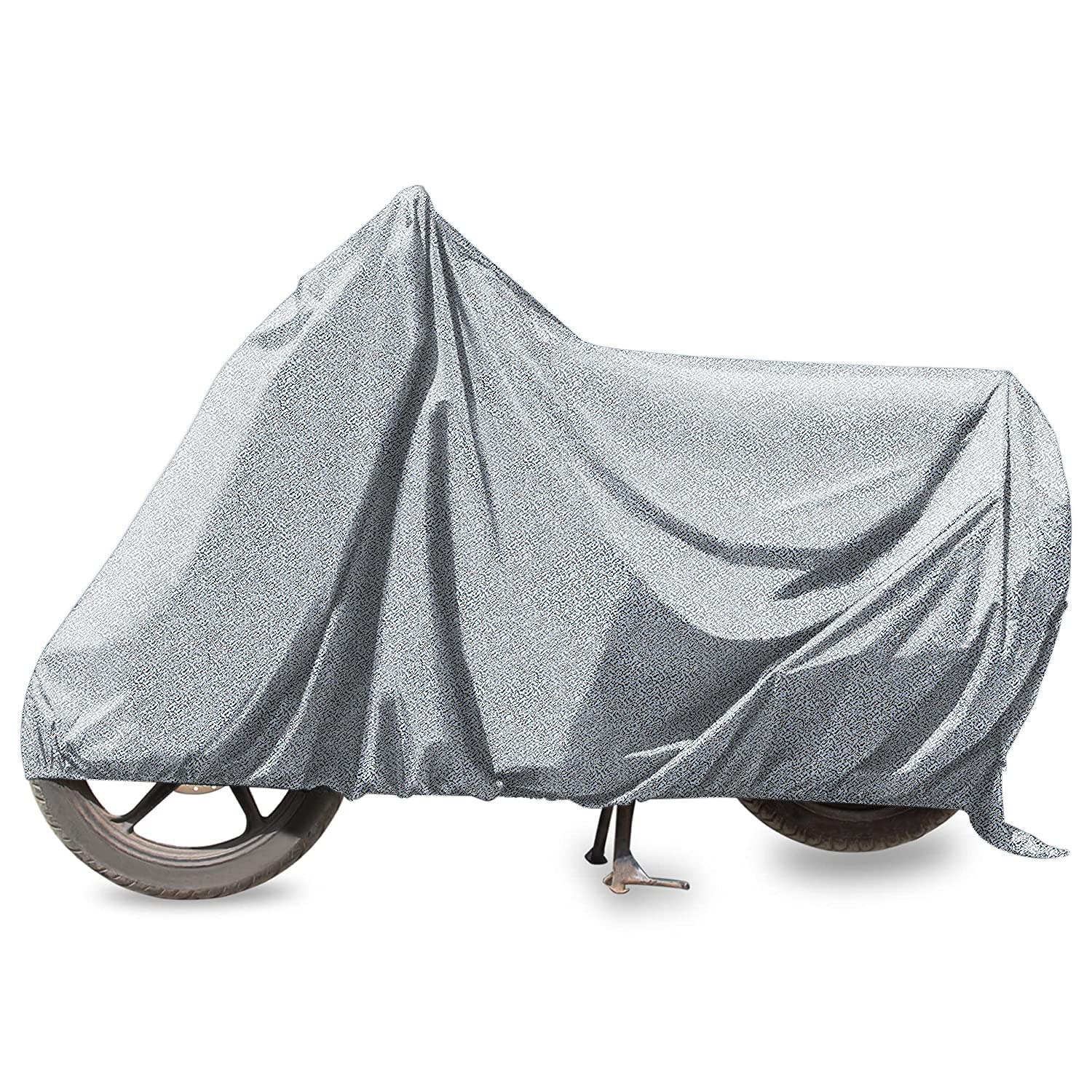 Autofy Waterproof Bike Cover Scooter Bike Cover Dustproof UV Protection Bike Body Cover for All Two Wheeler Upto Pulsar Bike Size 180cc [Model Name: SILVER-08 -Paint Protection Flock Layer Inside]
