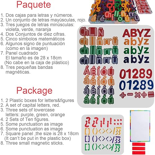 Miniatura 10 de Imanes del alfabeto de letras magnéticas españolas - Letras Españolas y Números Magnéticos para niños, 9 colores para el aula y la enseñanza en