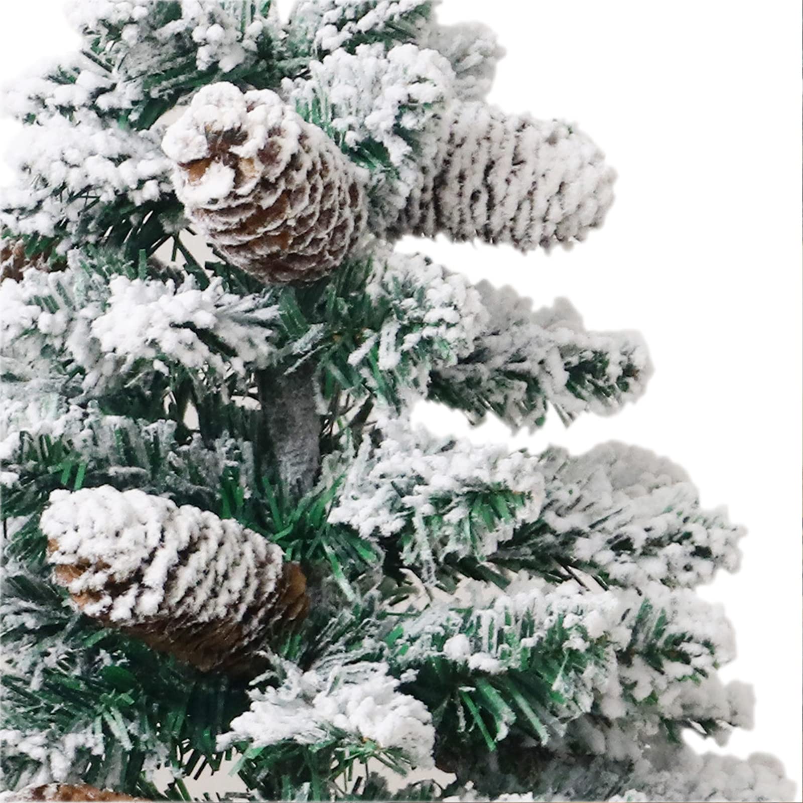 Mini Sapin de Noël Artificiel Mini Sapin de Noël Sapin de Noël Artificiel Floqué en Neige Sapin de Noël Miniature avec Base en Lin pour Décorations de Noël (60CM avec lumière