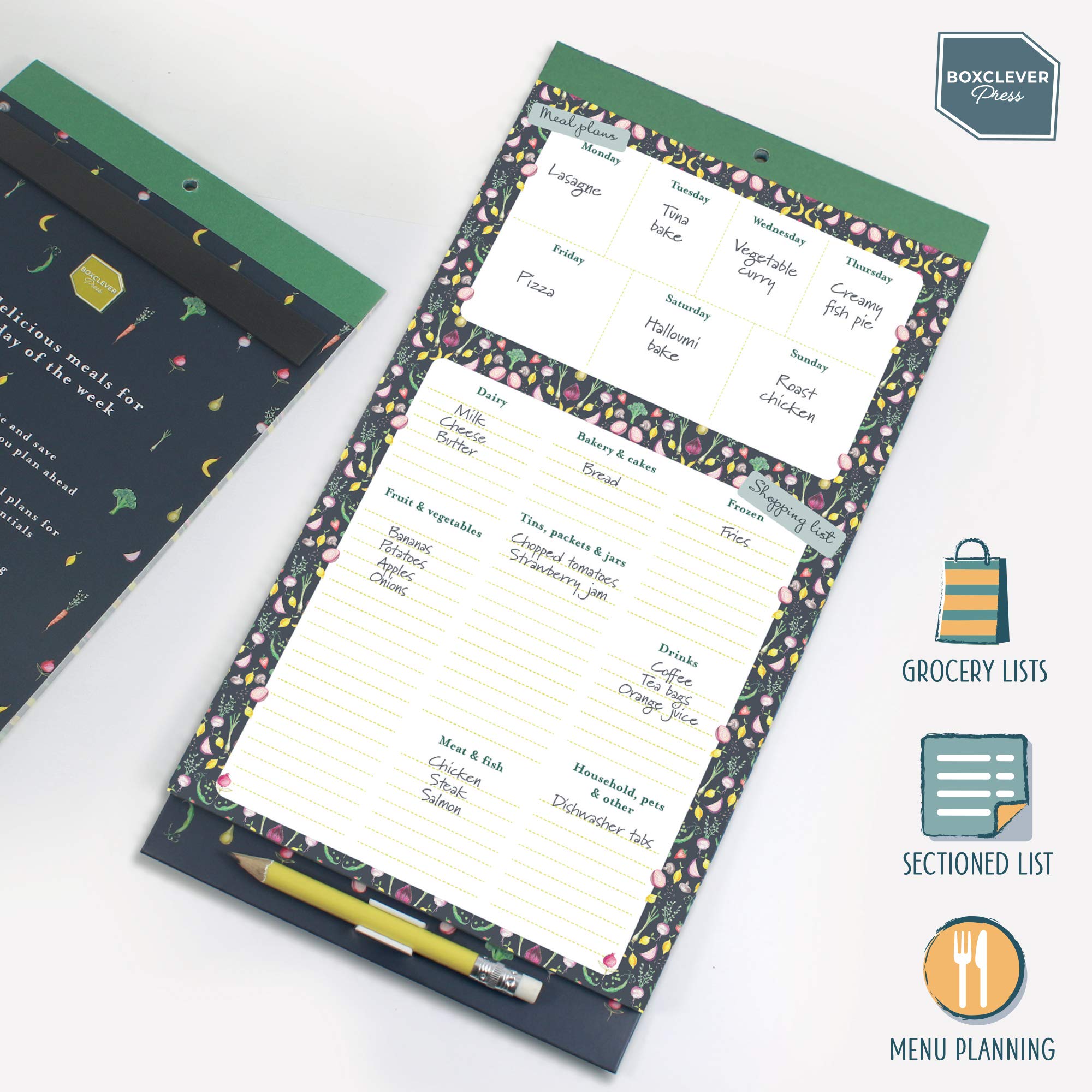 Boxclever Press Shopping List Pad for Fridge. Meal