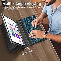 Vista 7 de OPAKIT Funda de teclado para iPad Air 54 Pro de 11 pulgadas, funda de teclado inalámbrica desmontable retroiluminada de 7 colores con soporte