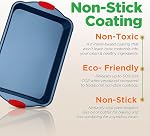 NutriChefKitchen 8-Piece Nonstick Bakeware Set - PFOA, PTFE-Free Carbon Steel Baking Trays w/Heatsafe Silicone Handles, Oven Safe Up to 450°F, Pizza Loaf Muffin Round/Square Pans, Blue, NCSBSBL8