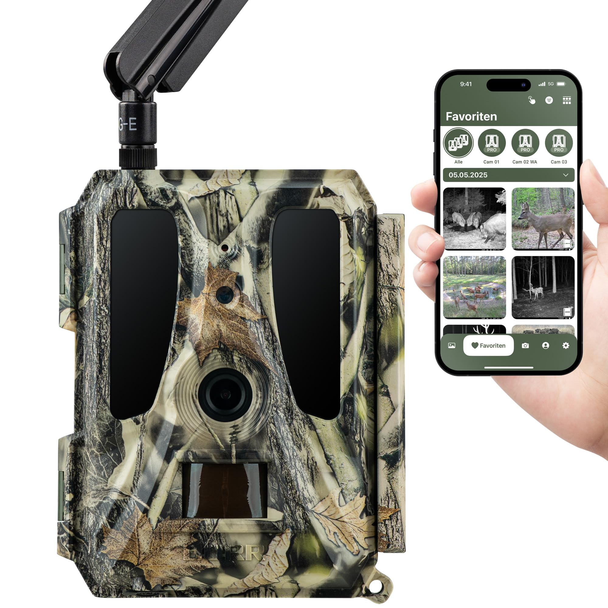 DÖRR Cloud Pro 4G Wildkamera, Überwachungskamera, 100°, Wiederaufladbar 18650, iOS & Android & Web App, 4G Bildübertragung, 24MP Bilder, Full HD 1080P Videos, Echtzeitmodus, Infrarot Blitz, Zeitraffer